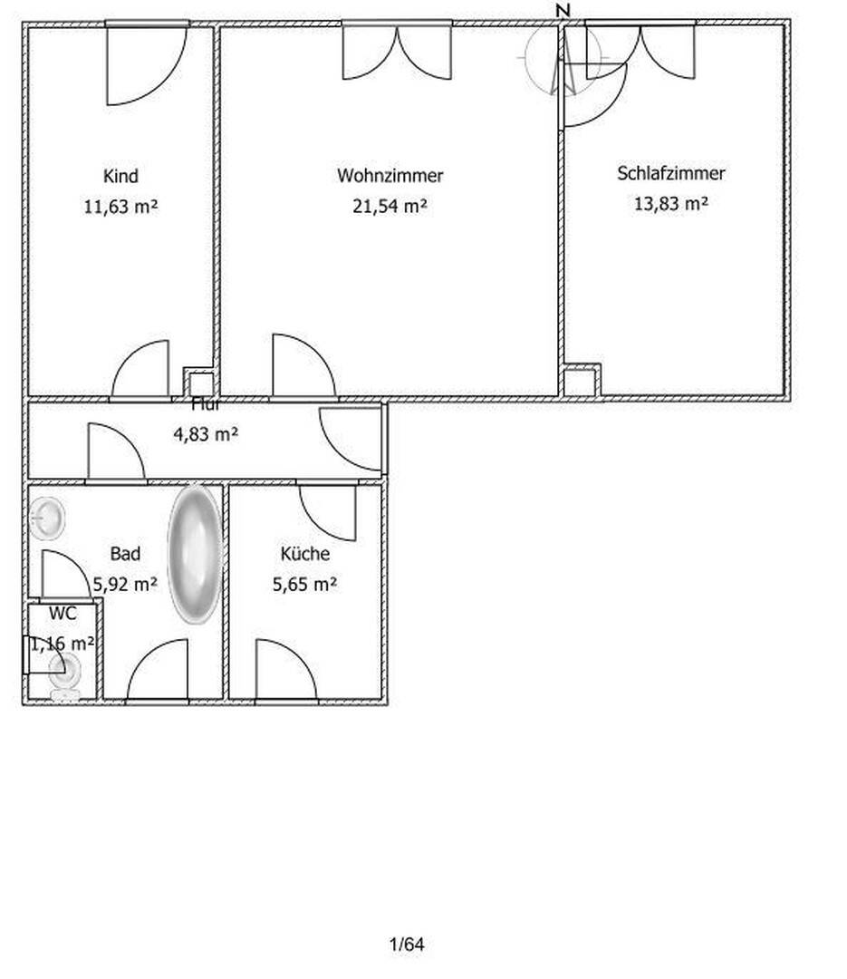 Thumbnail-Schöne sonnige, familienfreundliche 3 Raum Wohung mit 66m²