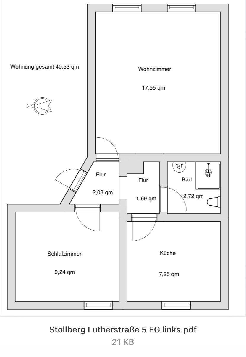 Thumbnail-Sanierte 2-Zimmerwohnung im Stollberger Stadtzentrum