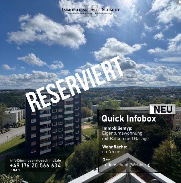 Thumbnail-RESERVIERT! Gepflegte und geräumige Eigentumswohnung mit Balkon und Garage in guter und kinderfreundlicher Lage von Lüdenscheid (Wehberg