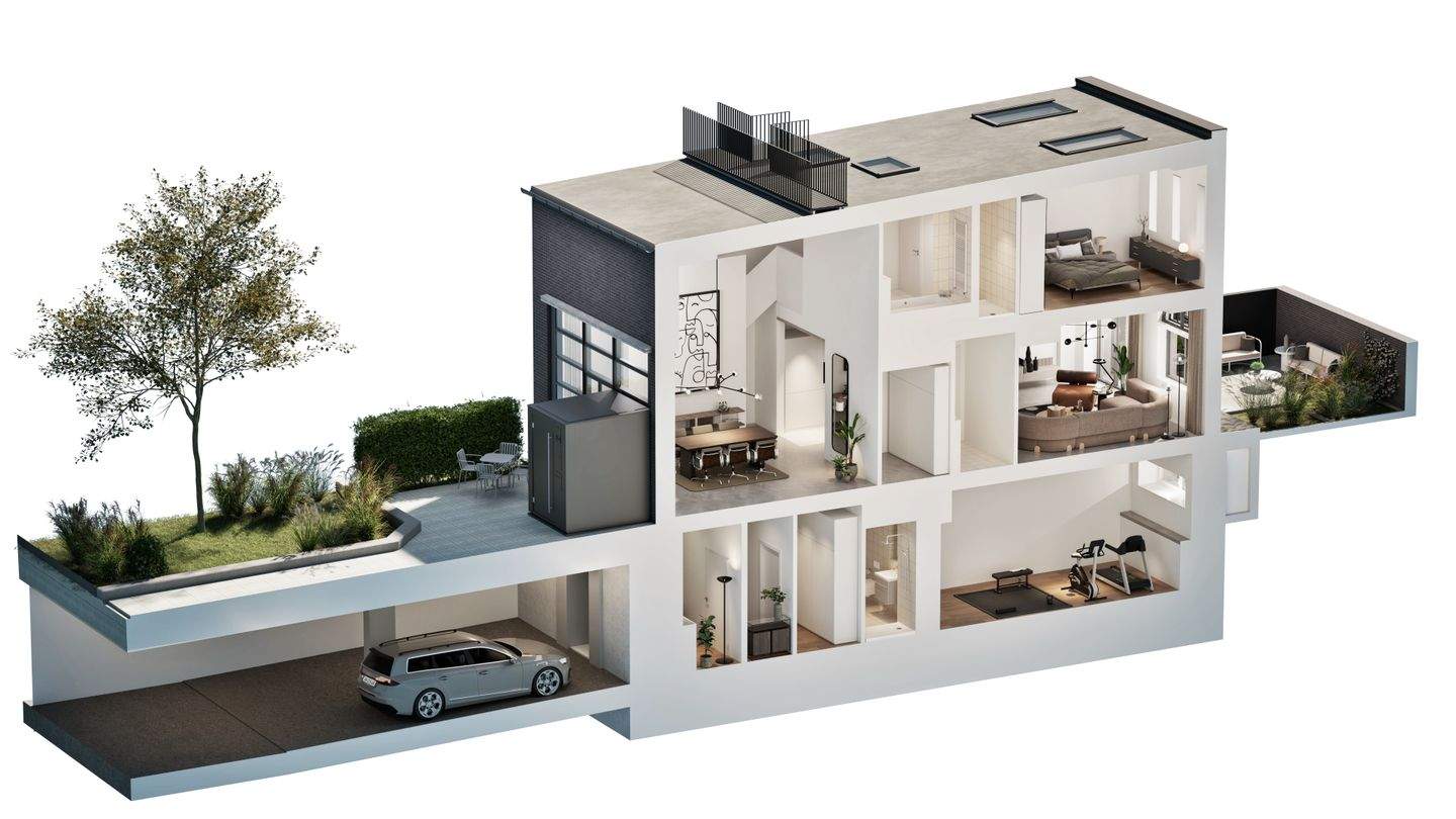 Thumbnail-Galeriehaus mit Atriumterrasse und direktem Zugang zu Ihrem PKW in der TG_Nr.61