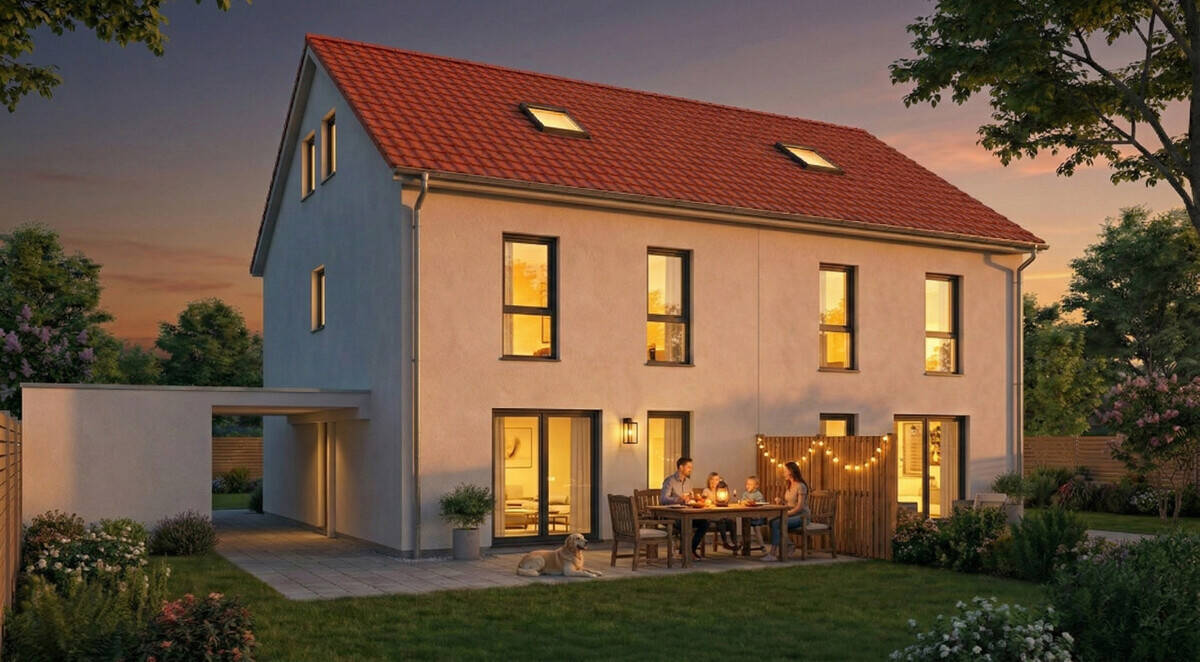 Thumbnail-Neubau Doppelhaushälfte(Effizienzhaus40) mit vielen Gestaltungsmöglichkeiten in Winkelhaid - Lage am Waldrand