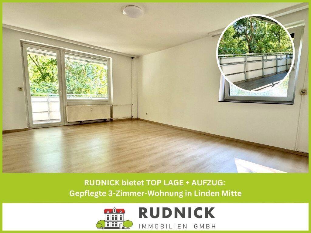 Thumbnail-RUDNICK bietet TOP LAGE + AUFZUG: Gepflegte 3-Zimmer-Wohnung in Linden Mitte