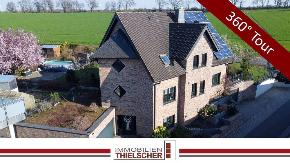 Thumbnail-Großes freistehendes Einfamilienhaus mit 2 Garagen, Wintergarten und idyllischem Garten am Feldrand