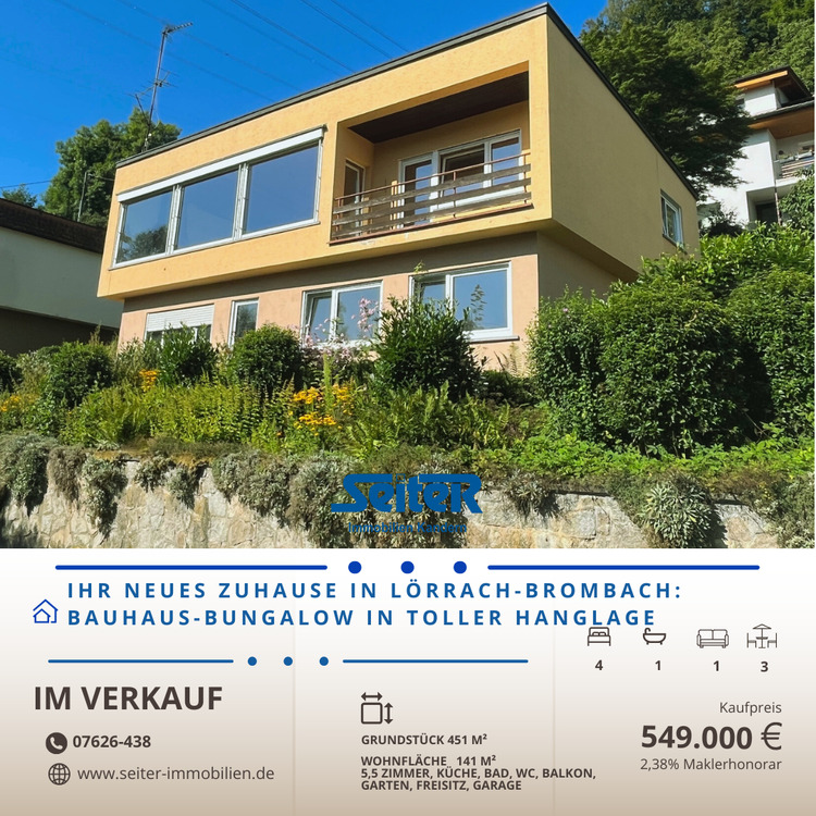 Thumbnail-Ihr neues Zuhause in Brombach: Bauhaus-Bungalow in toller Hanglage