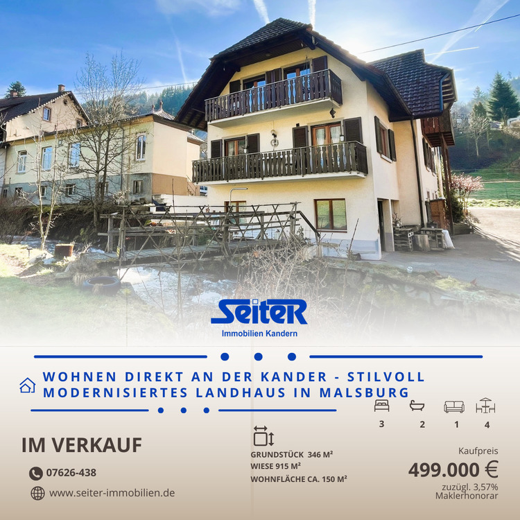 Thumbnail-Wohnen direkt an der Kander - Stilvoll modernisiertes Landhaus in Malsburg