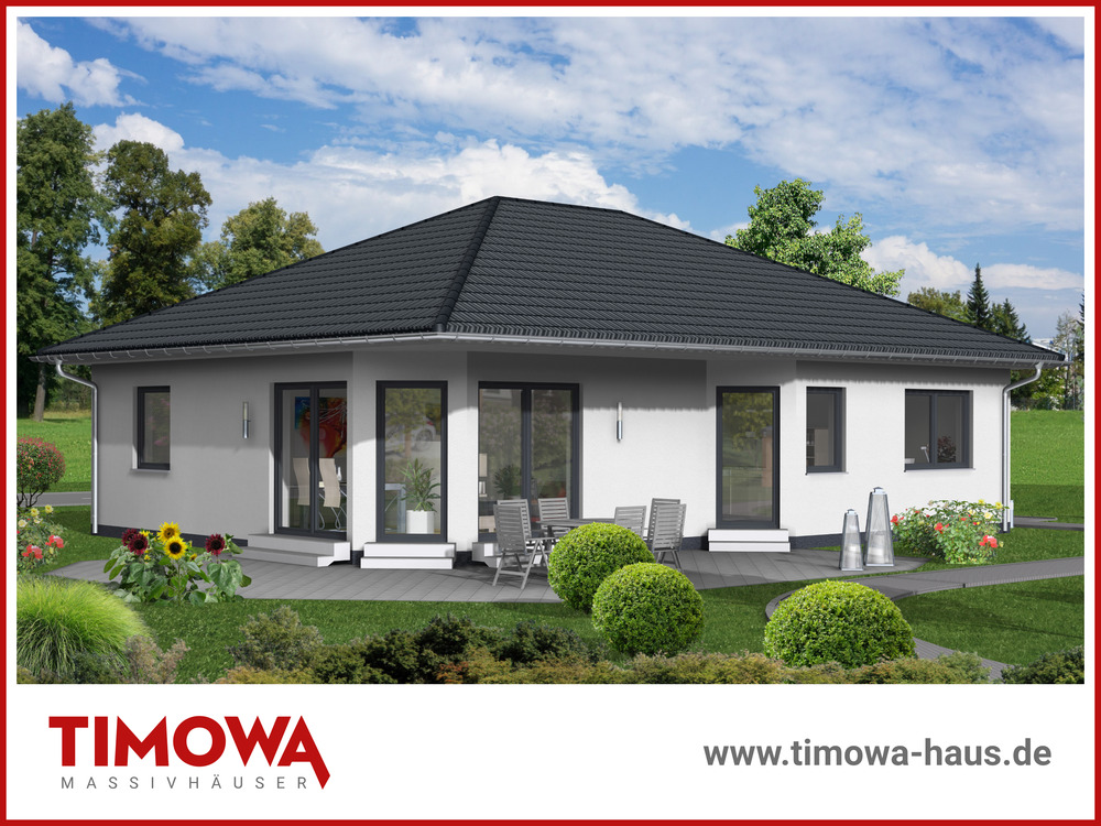 TIMOWA-Massivhäuser - Einfamilienhaus im Bungalowstil - Terrassenseite