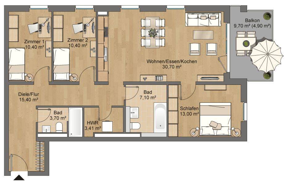 Thumbnail-Exklusive 4-Zimmer-Wohnung in Lamboy