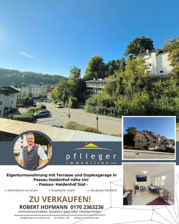 Thumbnail-Eigentumswohnung mit Terrasse und Duplexgarage in Passau Haidenhof nähe Uni