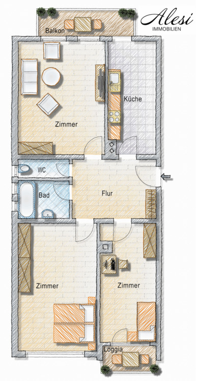 Thumbnail-Attraktive 3-Zimmer-Wohnung am Marienplatz - leerstehend