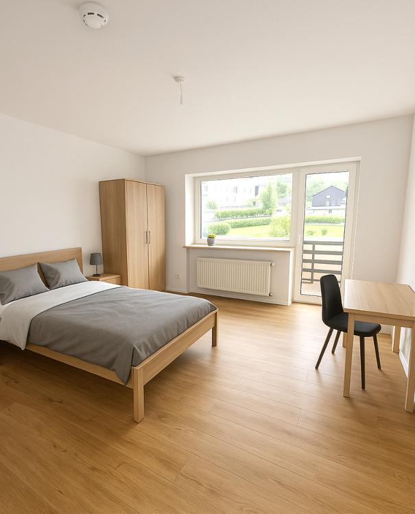 Heller minimalistischer Schlafzimmerraum.png
