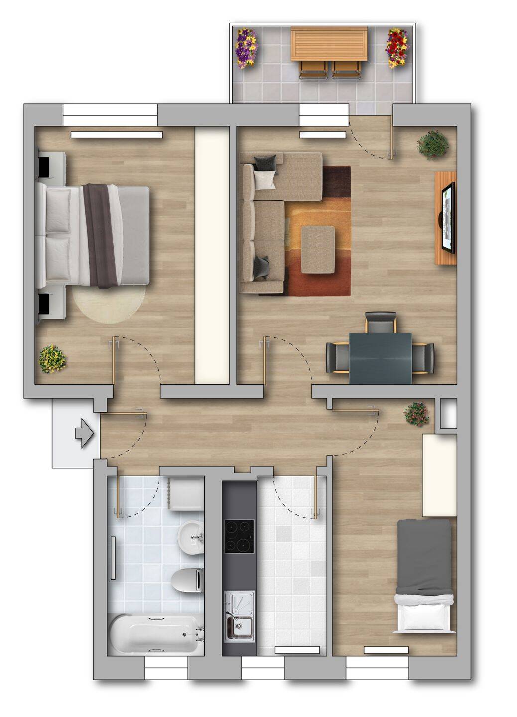 Thumbnail-Familienfreundliche 3-RW mit Balkon - Erstbezug nach Sanierung
