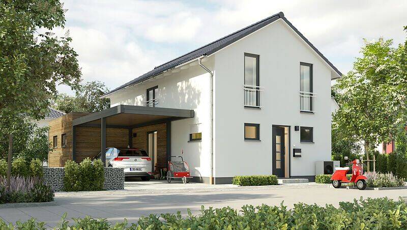 Einfamilienhaus-Aura-125-Kubus-Carport-Holz-Strass