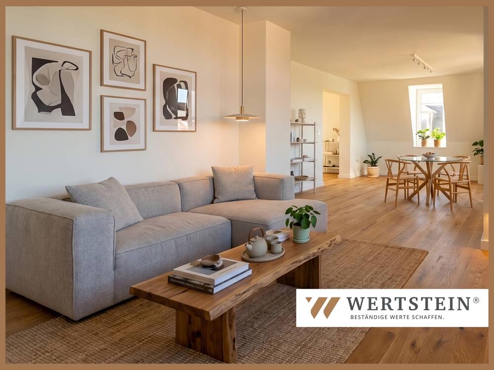 Thumbnail-Exklusive Dachgeschosswohnung, 3 Zimmer, 2 Bäder, Echtholzparkett, PKW-Stellplatz und Garten