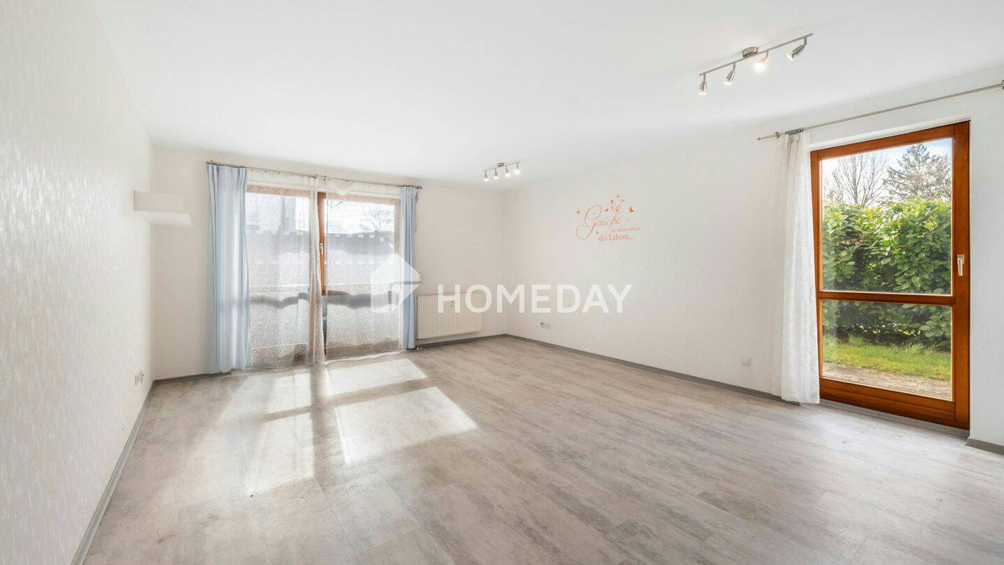 Thumbnail-Wohnen in ruhiger Ortsrandlage: Erdgeschosswohnung mit zwei Terrassen, Tageslichtbad und Stellplatz