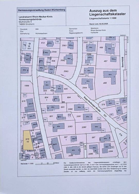 Thumbnail-Baugrundstück von 494 qm in Bestlage Weinheim - Hohensachsen !