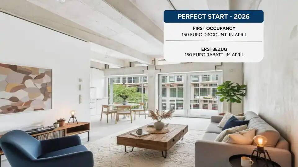 Thumbnail-Mietrabatt - Erstbezug: 2-Zimmer Wohnung mit EBK & Balkon, 5 Min. zur U5