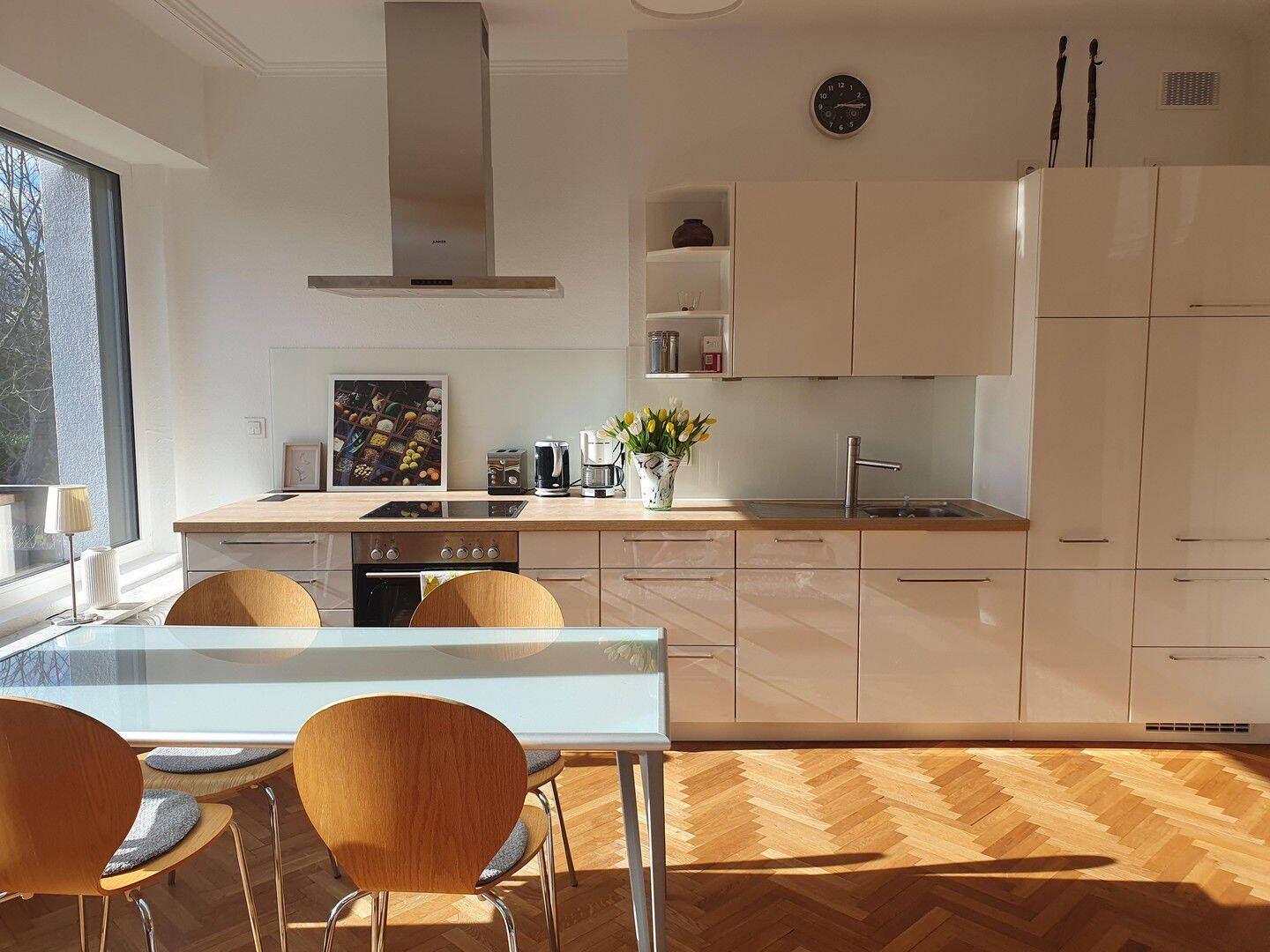 Wohnen/Essen, kitchen-living