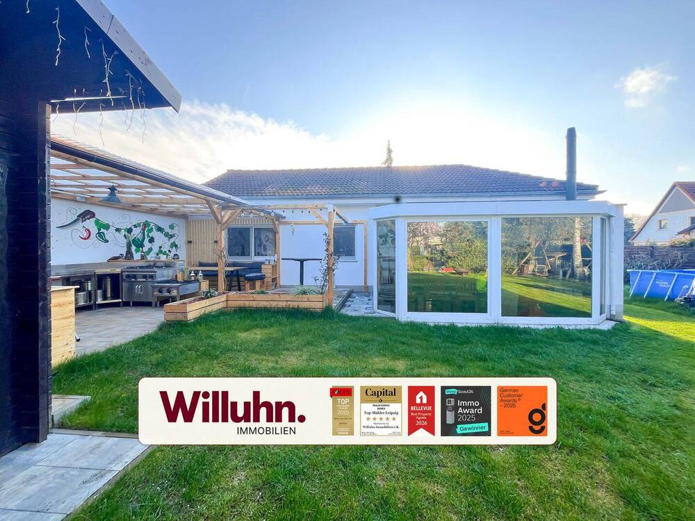 Thumbnail-Familienfreundliches Einfamilienhaus mit Gartenhaus, Wintergarten und attraktivem Grundstück