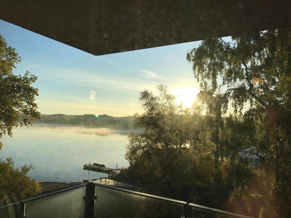 Blick vom Balkon auf dieTrave 