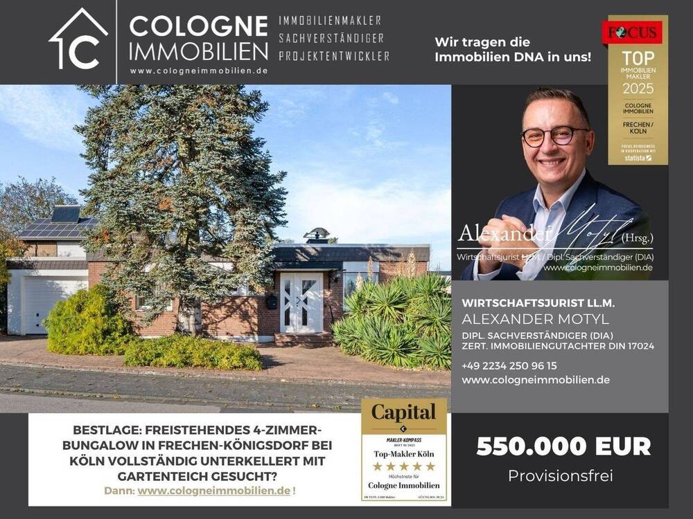 Thumbnail-FAST FREISTEHENDER 4 bis 5-ZIMMER-BUNGALOW IN FRECHEN-KÖNIGSDORF VOLLSTÄNDIG UNTERKELLERT MIT GARAGE