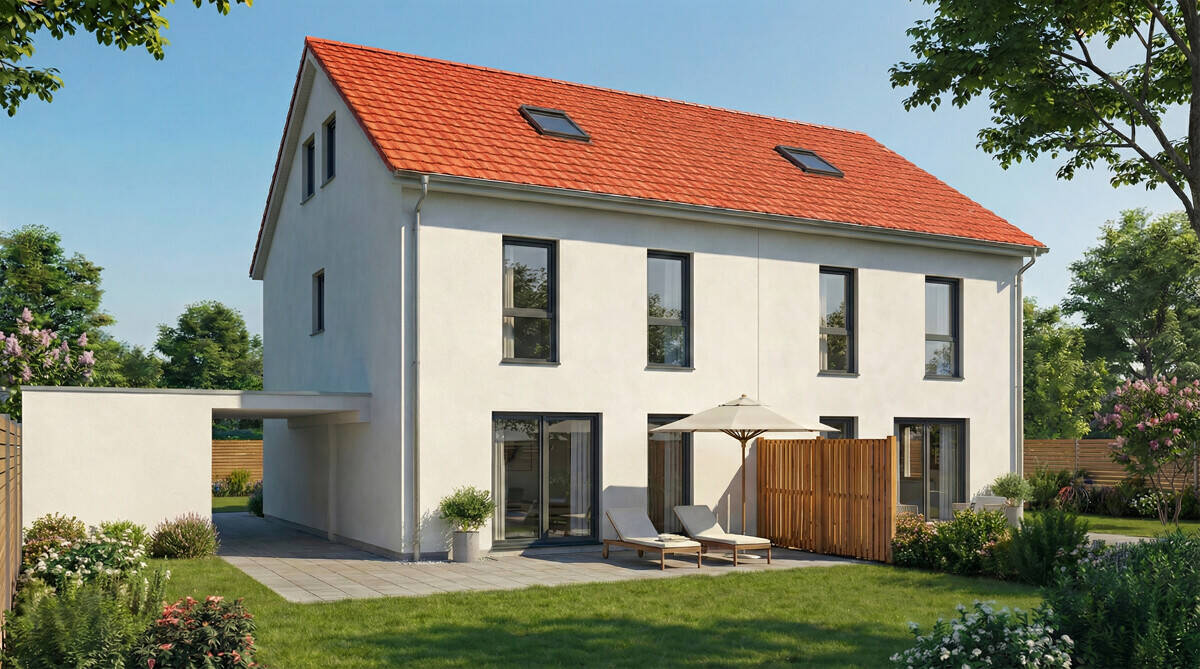 Thumbnail-Neubau Doppelhaushälfte(Effizienzhaus40) mit vielen Gestaltungsmöglichkeiten in Winkelhaid - Lage am Waldrand