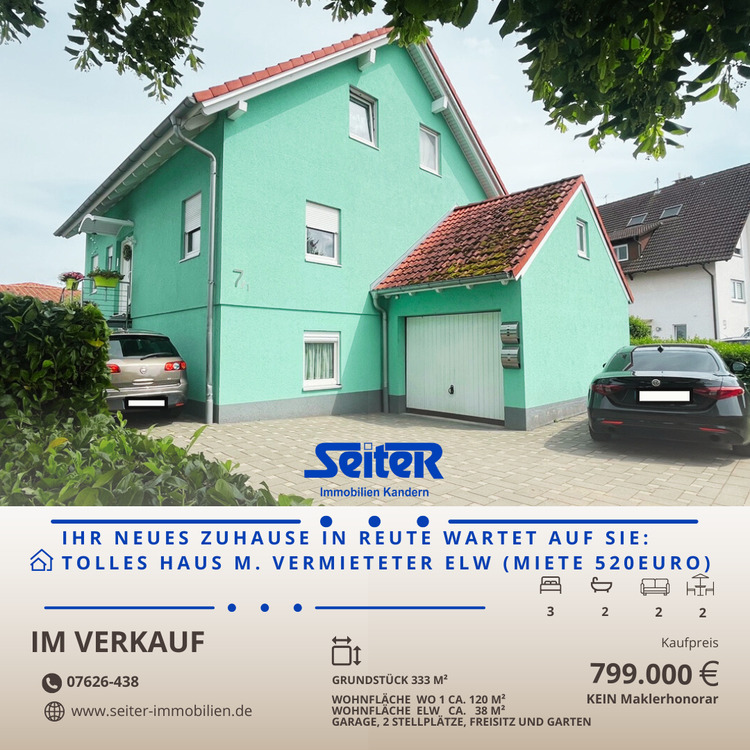 Thumbnail-Herbstaktion: Schickes Haus mit vermieteter ELW in Reute (Miete 520 Euro)