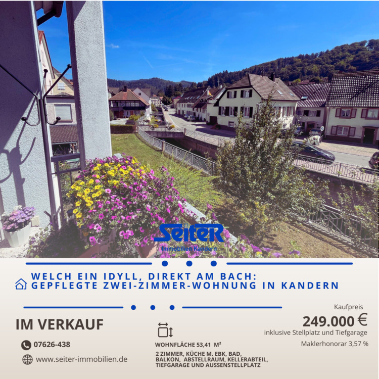 Thumbnail-VERKAUFT! Gepflegtes Idyll direkt am Bach: Zwei-Zimmer-Wohnung im Herzen von Kandern