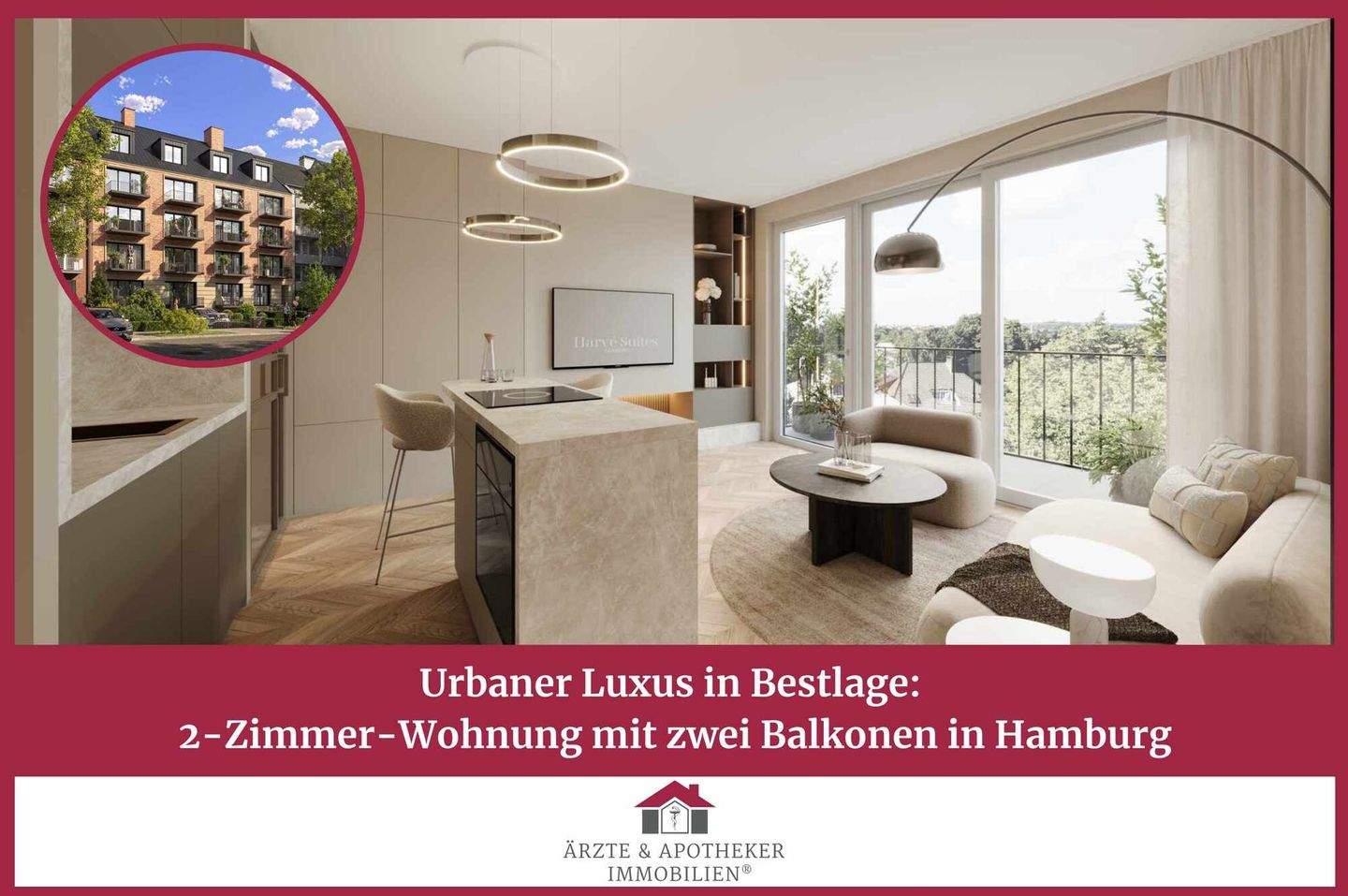 Thumbnail-Urbaner Luxus in Bestlage: Moderne 2-Zimmer-Wohnung mit zwei Balkonen in Hamburg