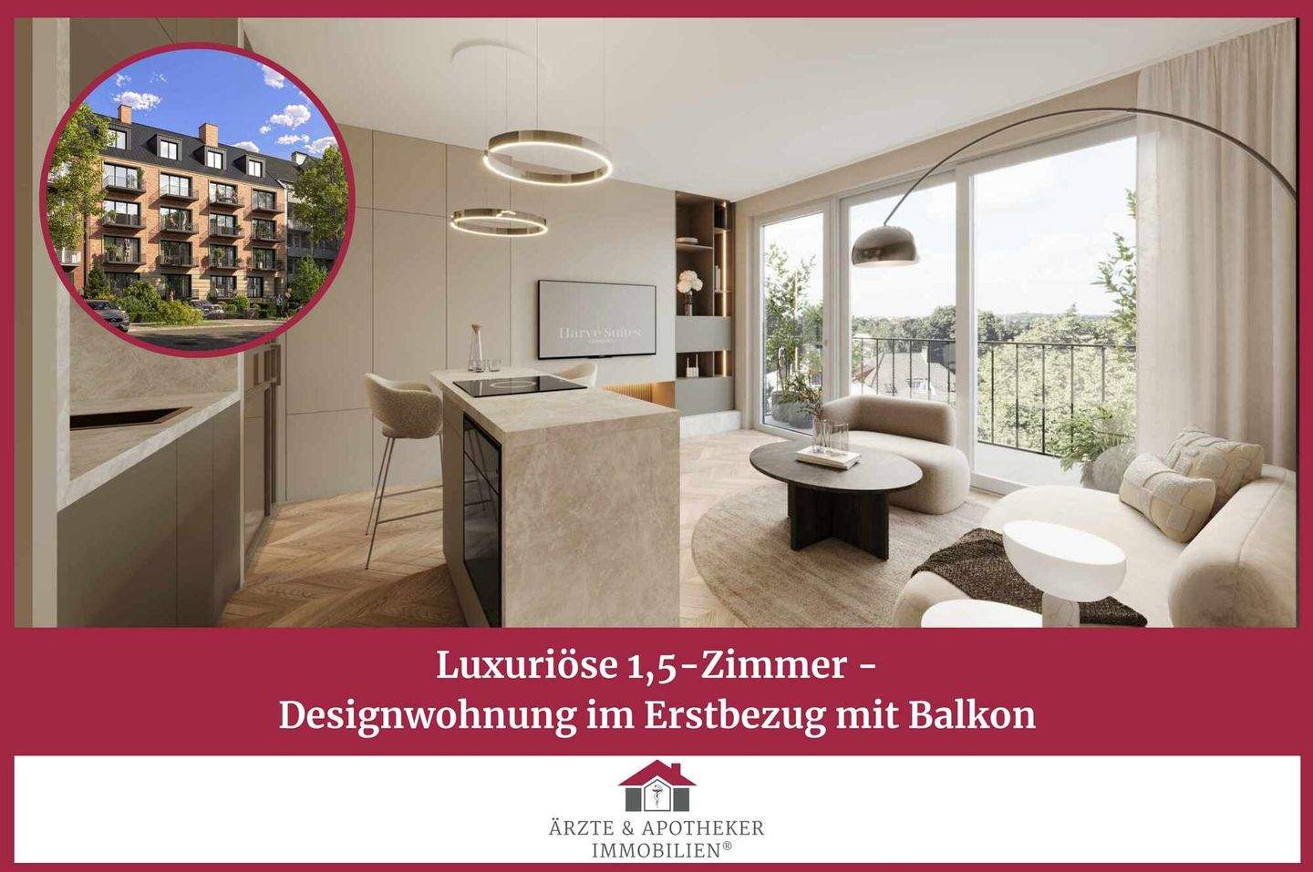 Thumbnail-Luxuriöse 1,5-Zimmer-Designwohnung im Erstbezug mit Balkon