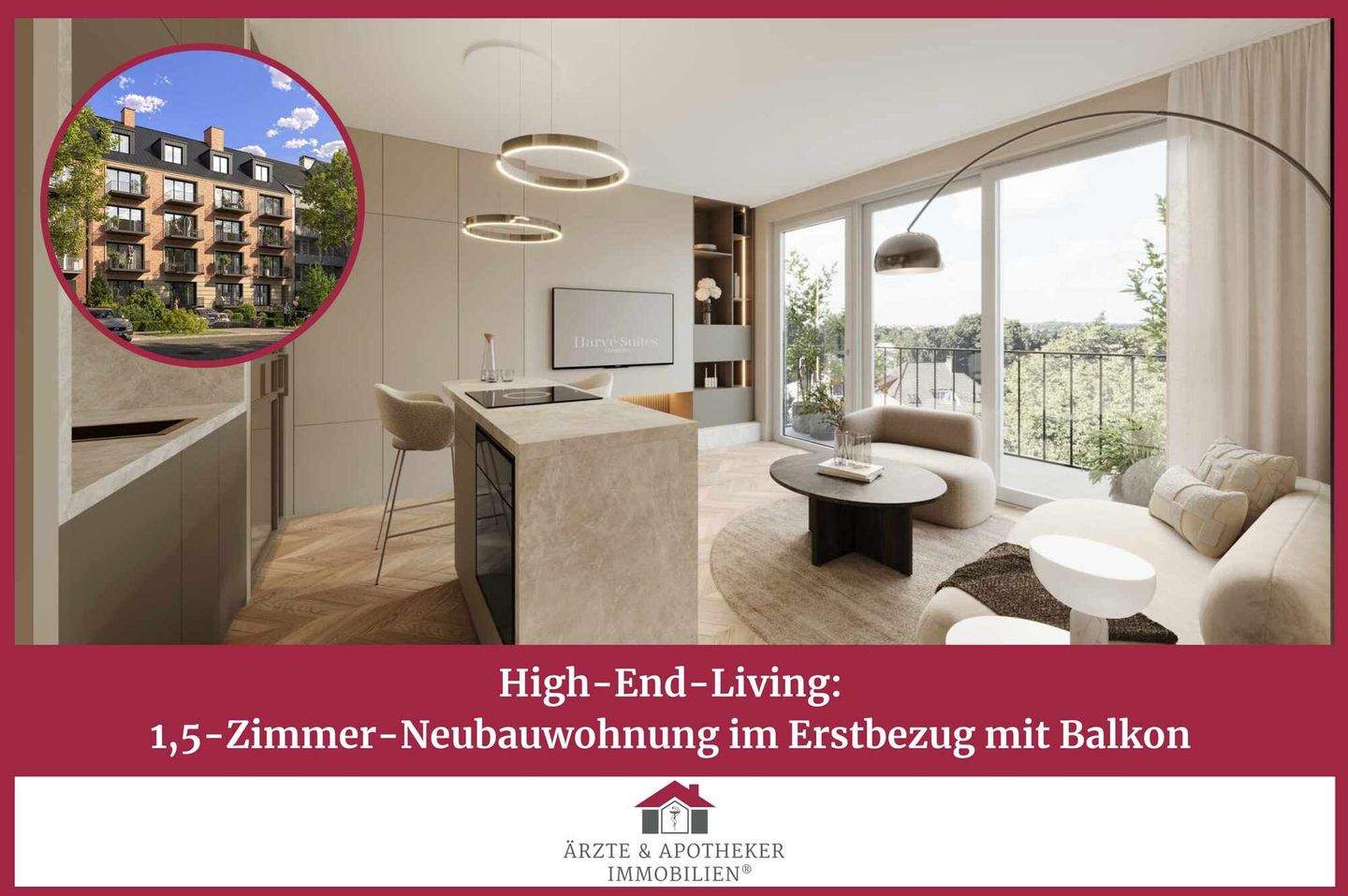 Thumbnail-High-End-Living: 1,5-Zimmer-Neubauwohnung im Erstbezug mit Balkon