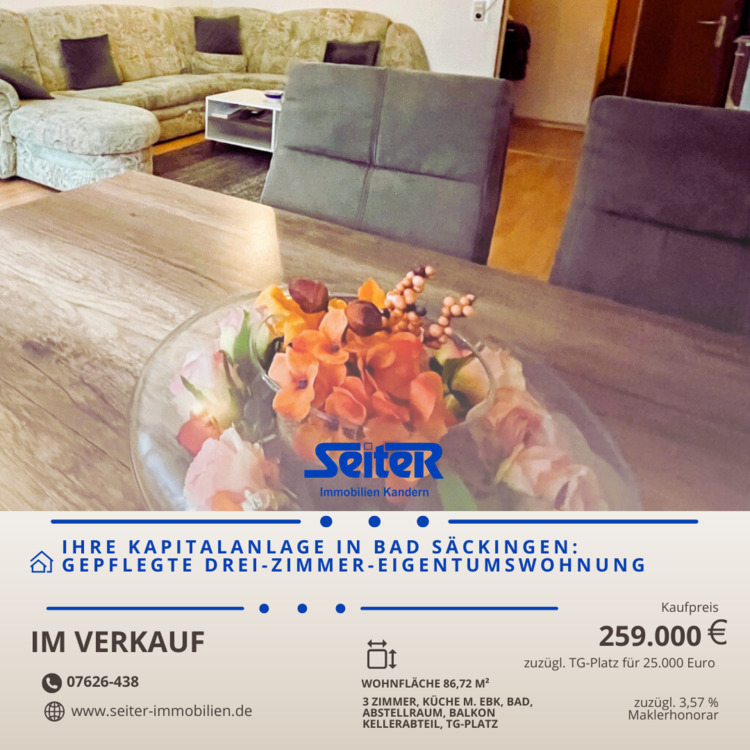 Thumbnail-Gepflegte Drei-Zimmer-Wohnung in Bad Säckingen - ruhig und doch zentral