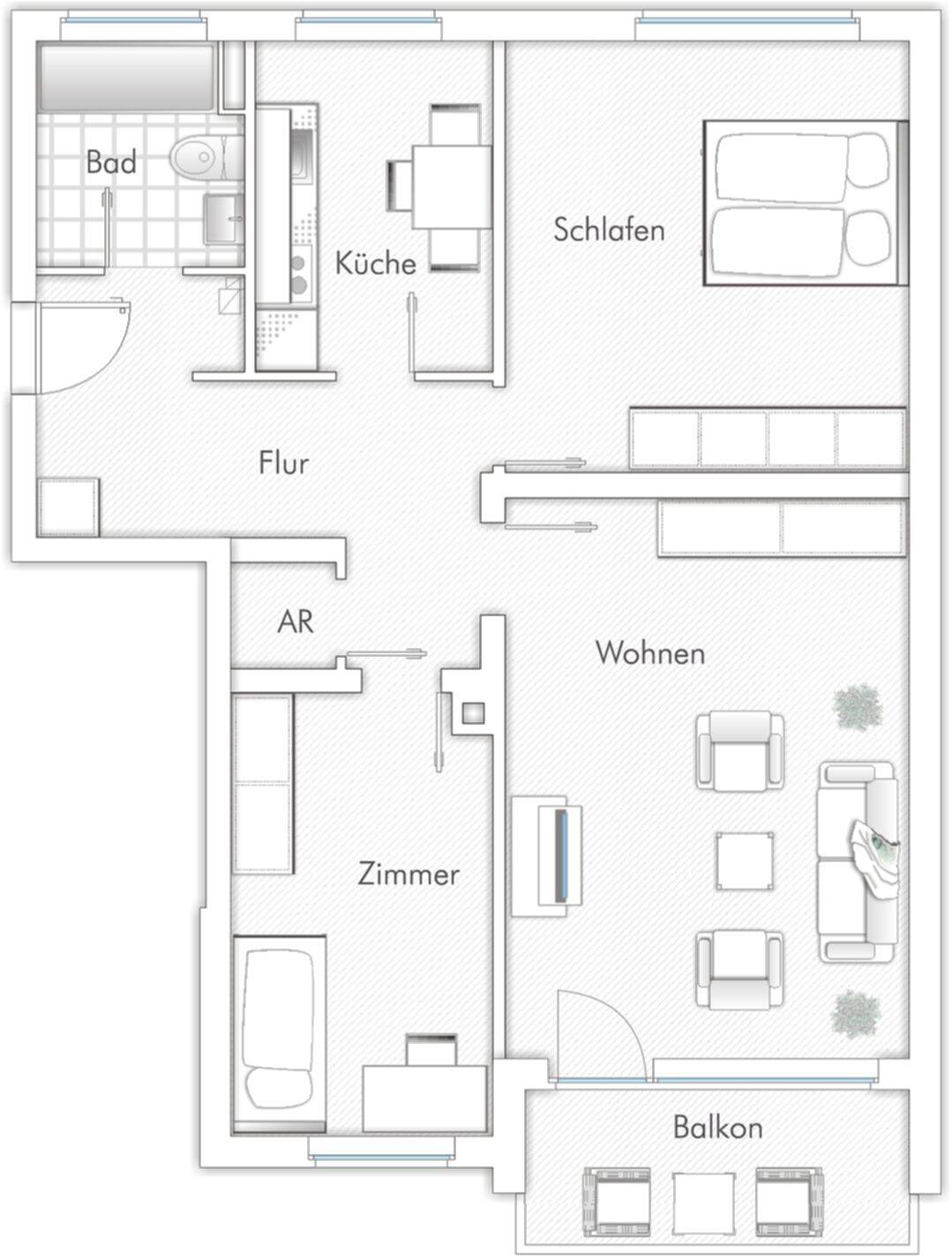 Thumbnail-Frisch saniert 3 Zimmerwohnung C 25