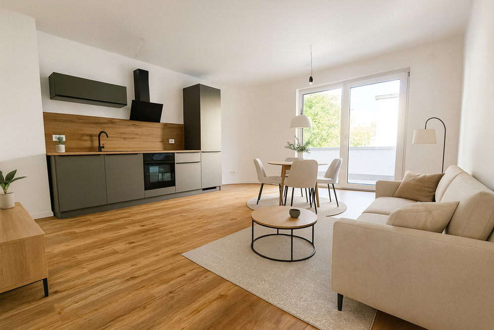 Thumbnail-NEUBAU-ERSTBEZUG: 2-Zimmerwohnung mit Balkon, hochwertiger Einbauküche und Tiefgaragen-Stellplatz