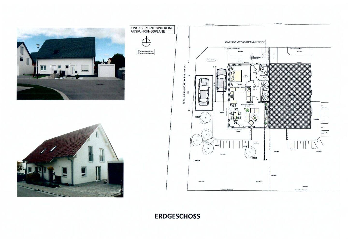 DHH Nr. 1+2 Grundriss EG mit Garten Variante 1