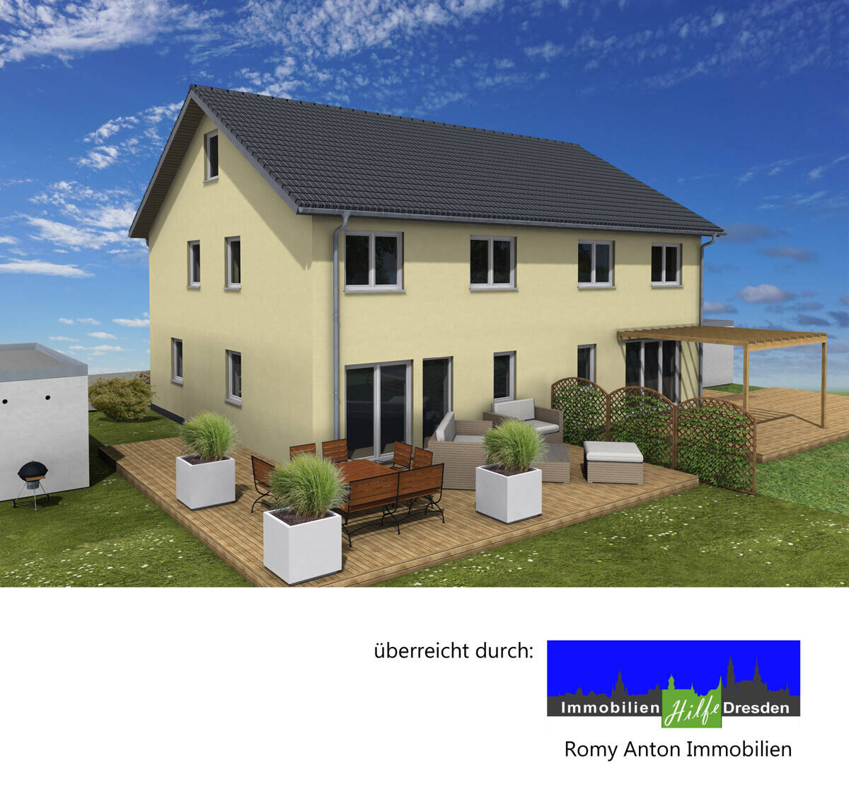 Doppelhaus Gartenansicht