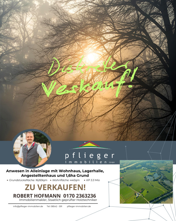 Thumbnail-Anwesen in Alleinlage mit Wohnhaus, Lagerhalle, Angestelltenhaus und 1,6ha Grund