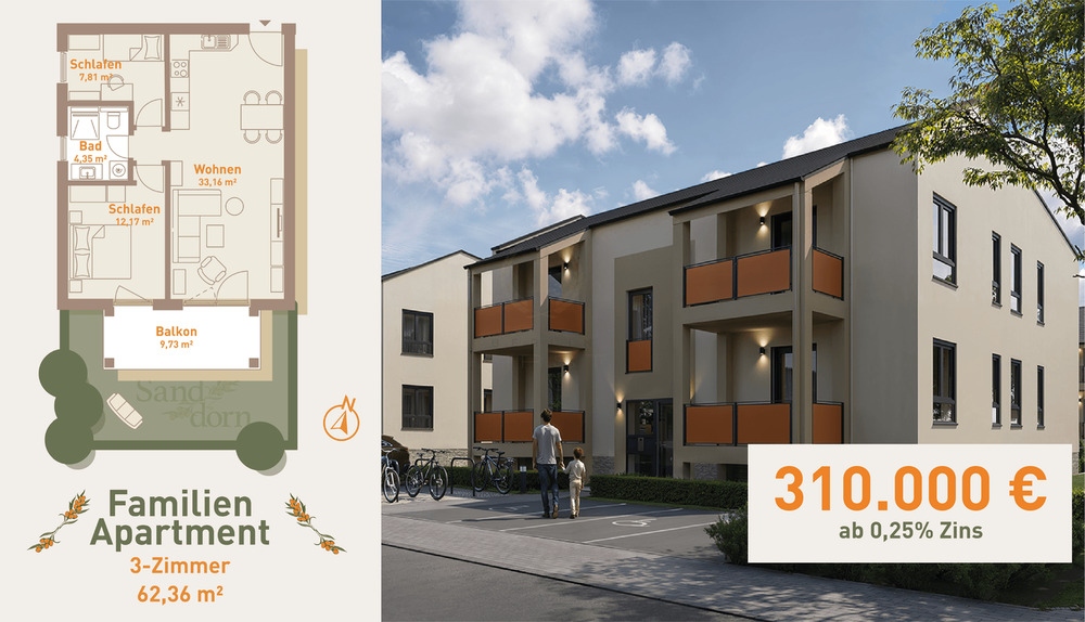 Thumbnail-Living Sanddorn - Erstbezug! kaufen günstiger als mieten, hochwertiges und energieeffizientes Wohnen