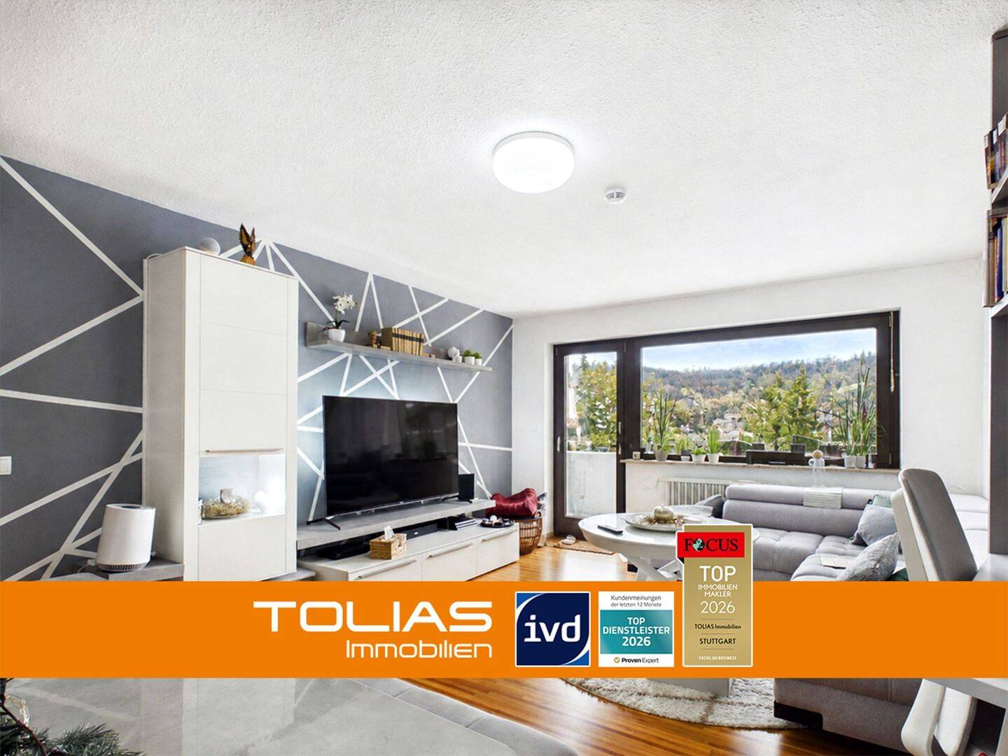 Thumbnail-Schnell angebunden, schön gelegen: 2-Zimmer mit unverbauter Aussicht und Südbalkon in Gerlingen
