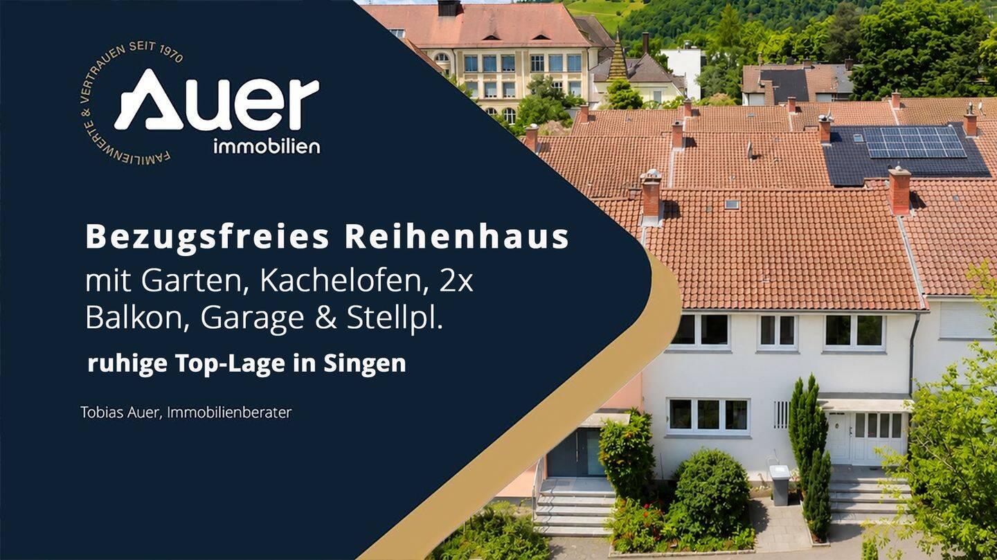 Thumbnail-bezugsfr. Reihenhaus mit Garten, Kachelofen, 2x Balkon, Garage & Stellpl. ruhige Top-Lage in Singen!