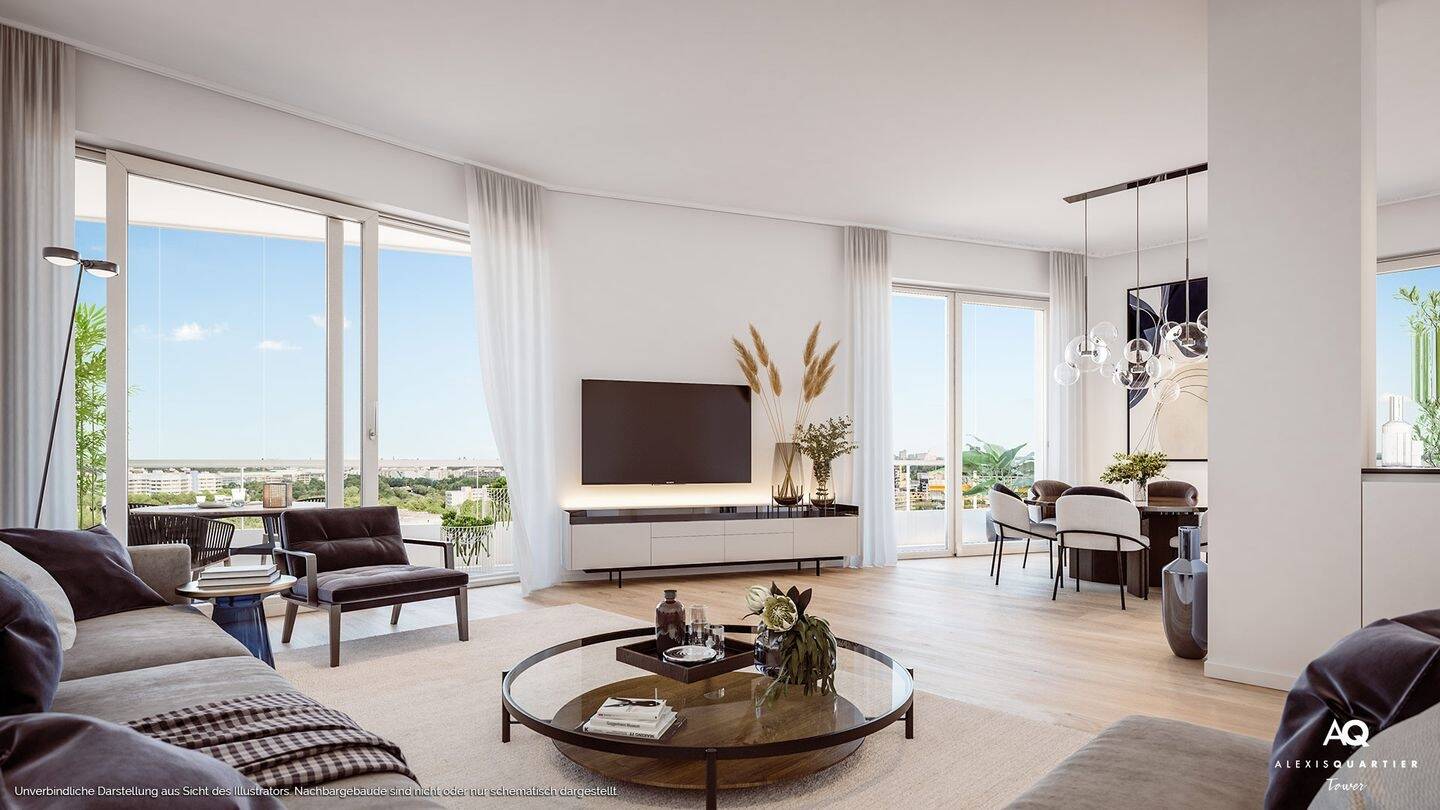 Thumbnail-Mit Blick über München: 4-Zi-Whg. mit großzügig. Wohn-Essbereich, 2 Bädern u. umlaufend. Balkon