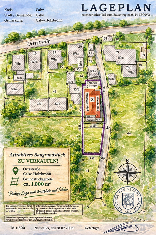 Thumbnail-Exklusives Baugrundstück in Calw-Holzbronn mit Feldrandlage und genehmigter Projektierung