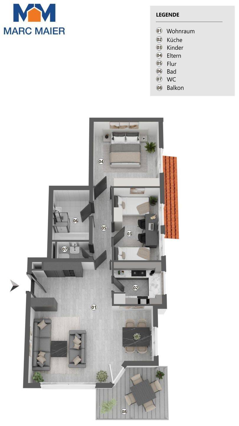 Thumbnail-Gepflegte 3,5 Zimmerwohnung inkl. HofherrnweilerTG Stellplatz, Balkon und Keller im Hochparterre