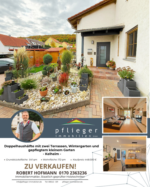 Thumbnail-Doppelhaushälfte mit zwei Terrassen, Wintergarten und gepflegtem kleinem Garten