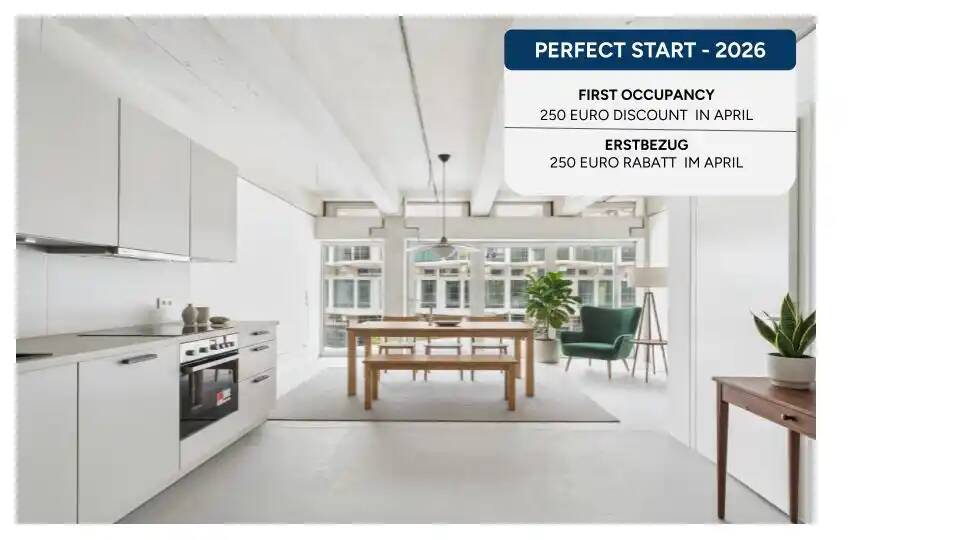 Thumbnail-Mietrabatt - Erstbezug: 2-Zimmer Wohnung mit EBK & Balkon, 5 Min. zur U5