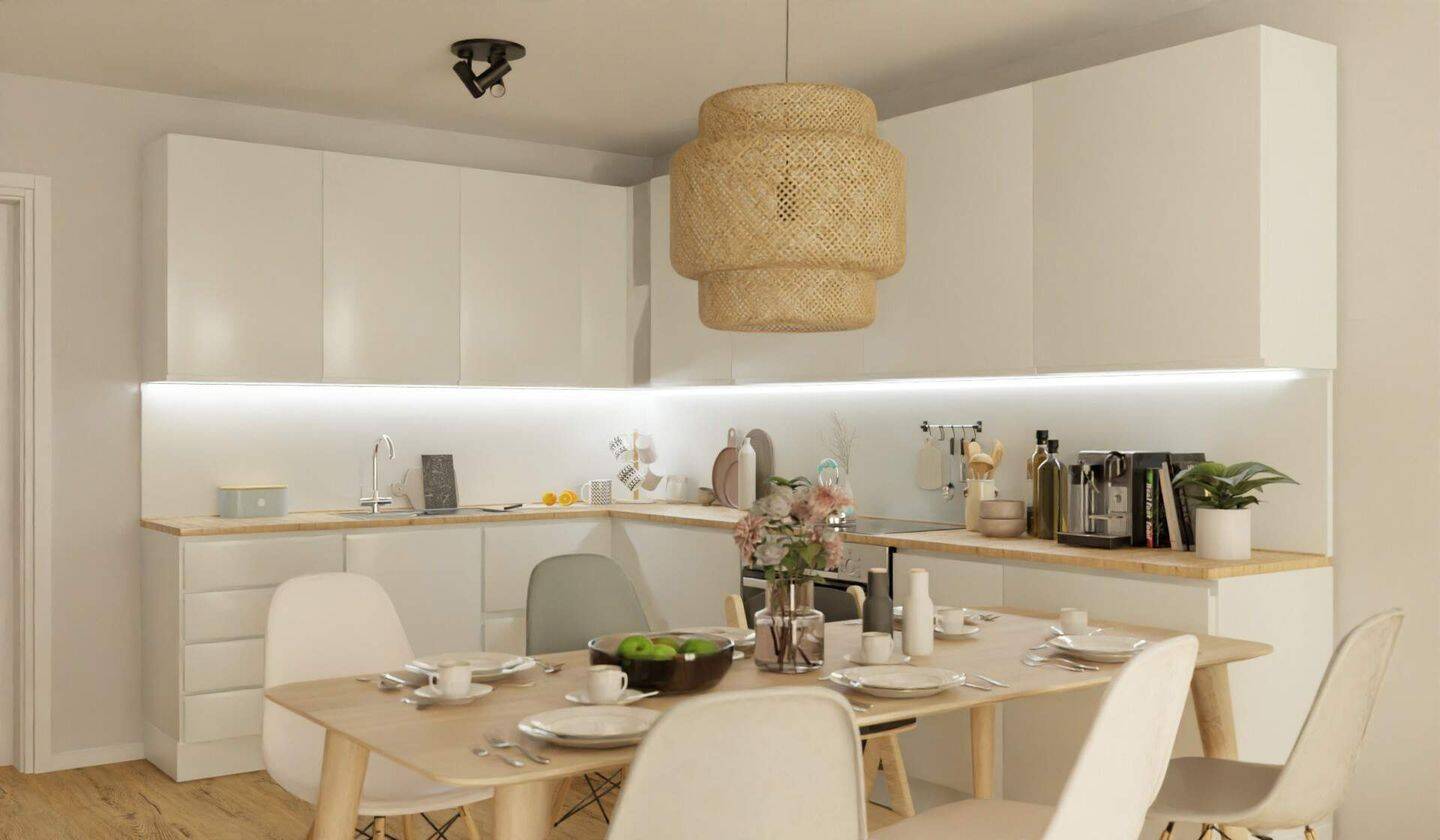 Die offene Wohnküche lädt zum gemeinsamen Kochen e