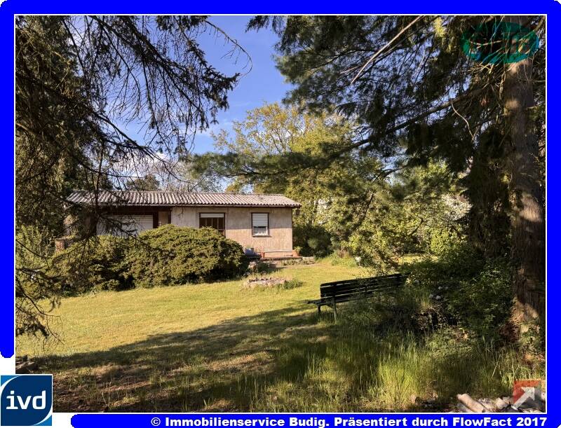 Blick auf das Grundstück mit Bungalow