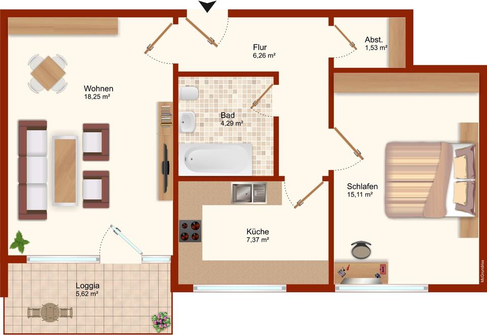 Thumbnail-Zentral und ruhig! Charmante 2-Zi. Erdgeschoß-Wohnung