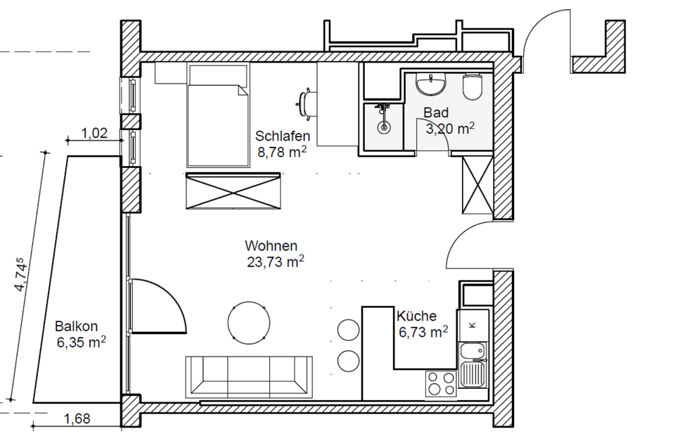 Thumbnail-Renovierte Einzimmerwohnung Nähe HBF zu verkaufen