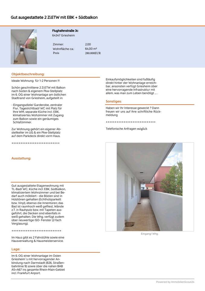 Thumbnail-2 Zimmer Wohnung Griesheim-Darmstadt