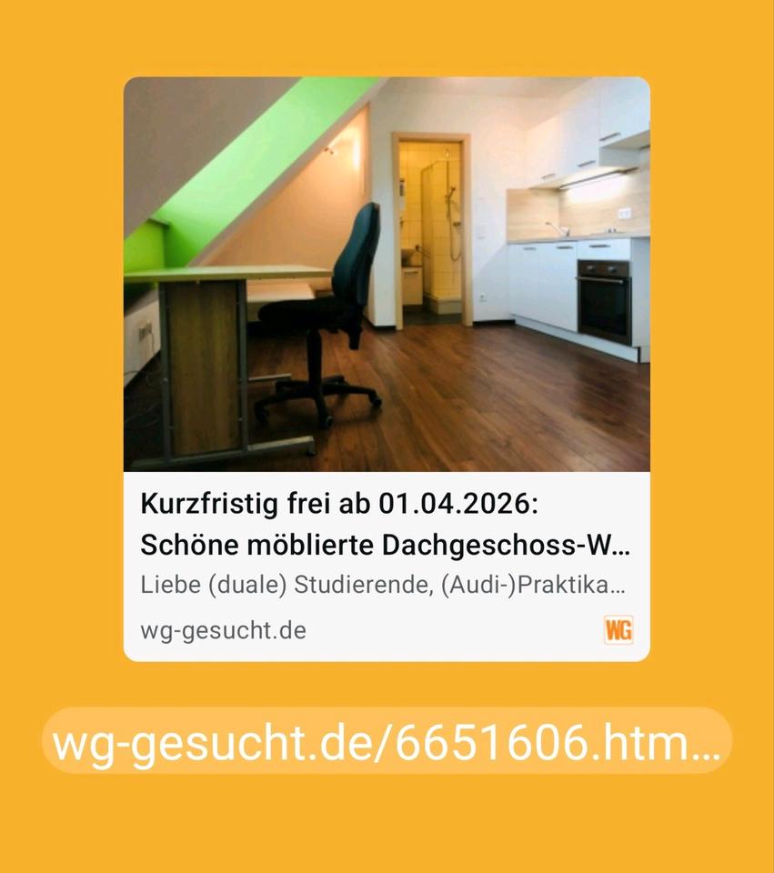 Thumbnail-Wohnung in Ingolstadt zu vermieten 550€ warm 21 qm, voll möbliert